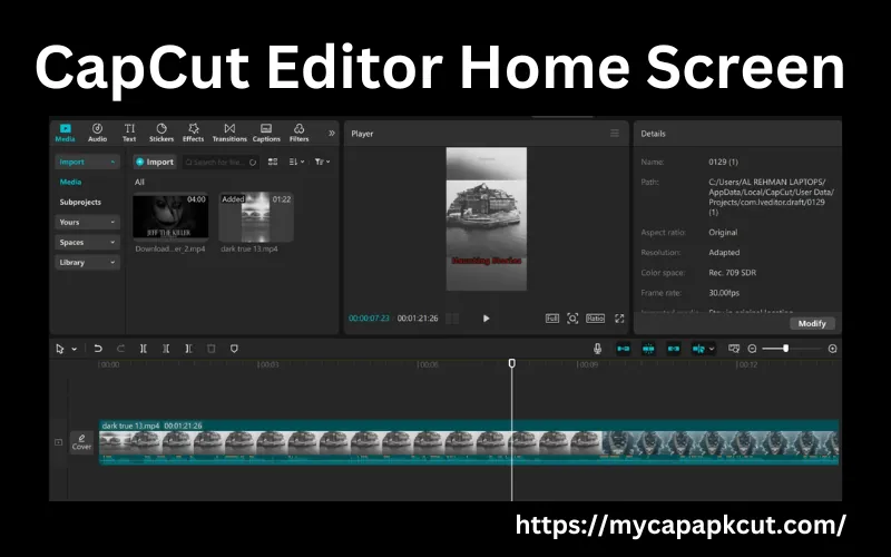 CapCut Editor Home Screen